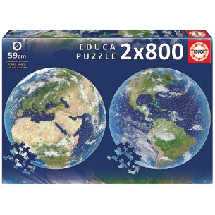 PUZZLE 2 x 800 pcs - Planeta Terra - REDONDO - EDUCA