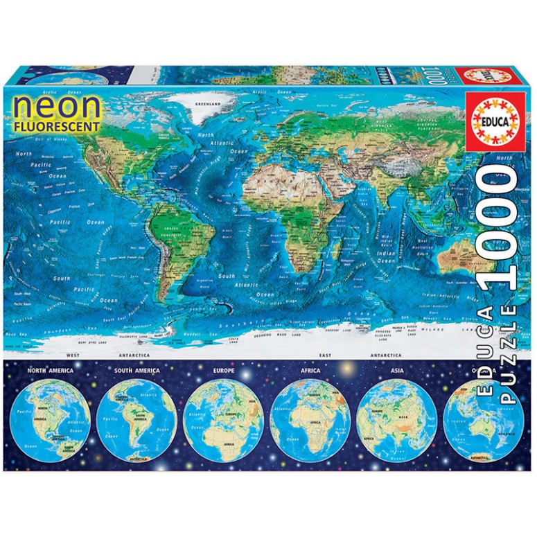 PUZZLE 1000 pcs "NEON" Mapa Mundi - EDUCA