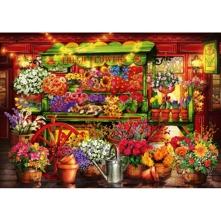 Puzzle 1000 Pcs Flower Market Stall Bluebird