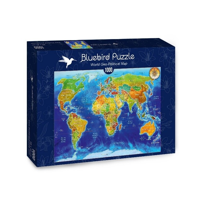 PUZZLE 1000 pcs - Mapa Mundial Geo-Político - BLUEBIRD